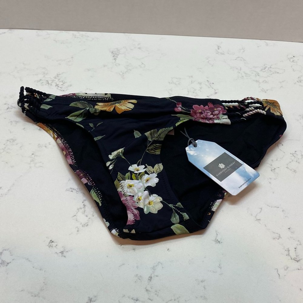 Everyday Sunday Floral-Print Black Swim Bottom